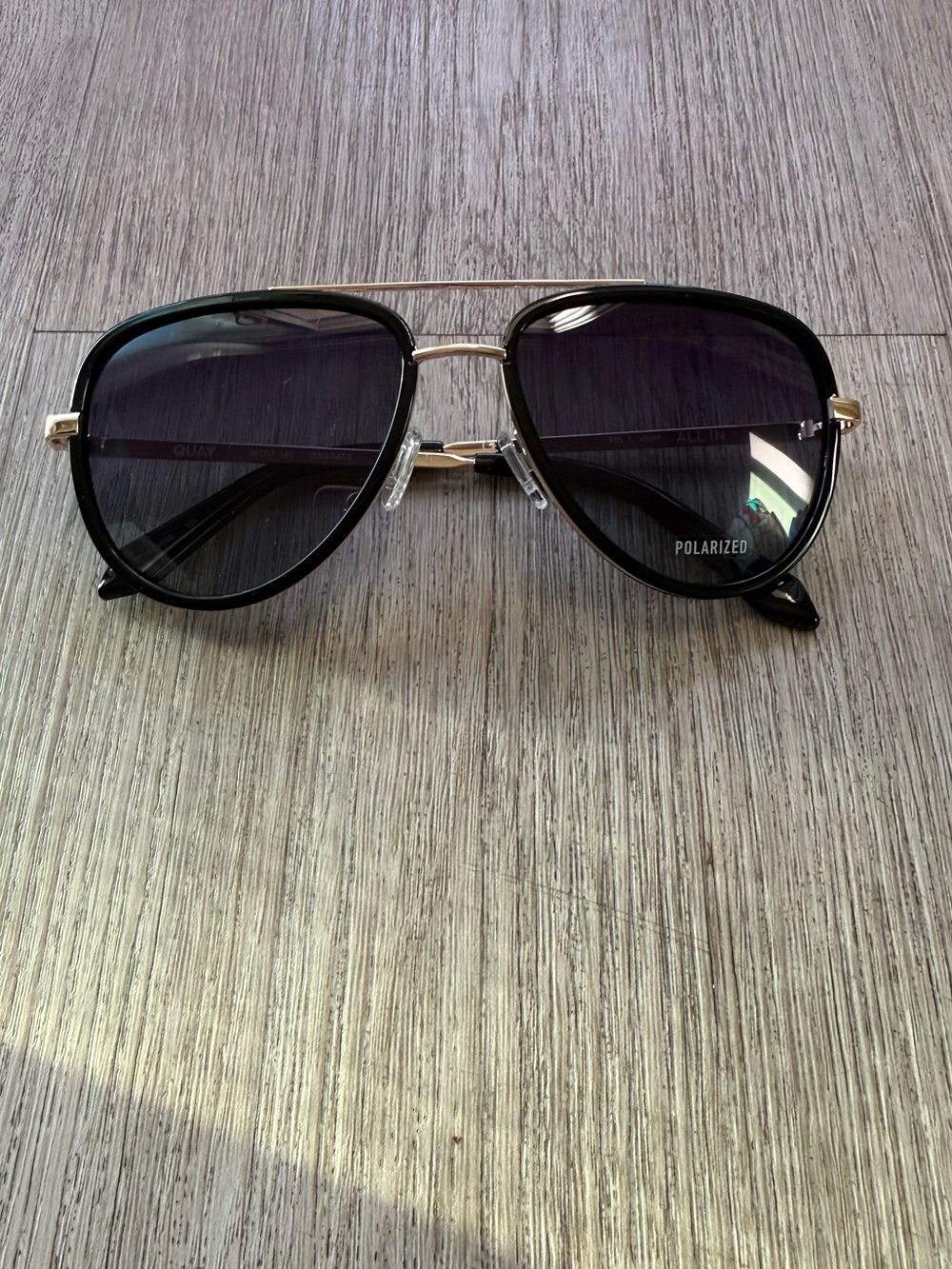 quay australia all in black & gold small polarized aviator sunglasses eyewear